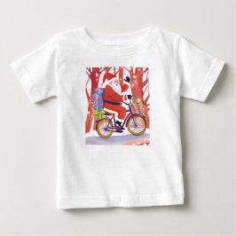 Camiseta Para Bebê Papai Noel de moto