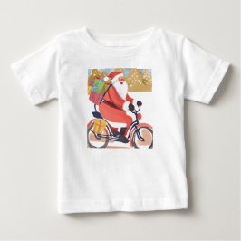 Camiseta Para Bebê Papai Noel de moto