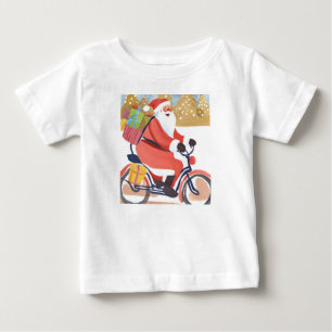 Camiseta Para Bebê Papai Noel de moto