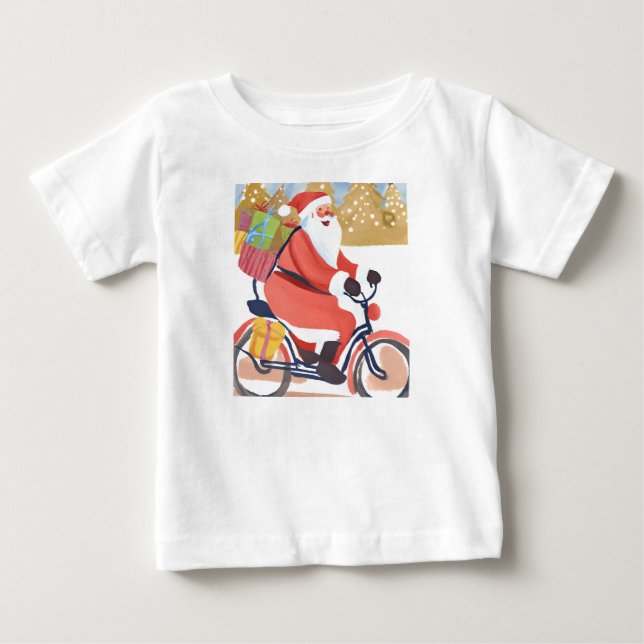 Camiseta Para Bebê Papai Noel de moto (Frente)