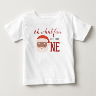 Camiseta Para Bebê Papai Noel de Natal Primeiro Aniversário