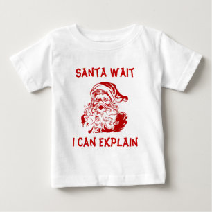 Camiseta Para Bebê Papai Noel de Natal Vermelho Engraçado espere eu p
