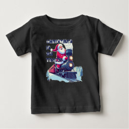 Camiseta Para Bebê Papai Noel de Trem