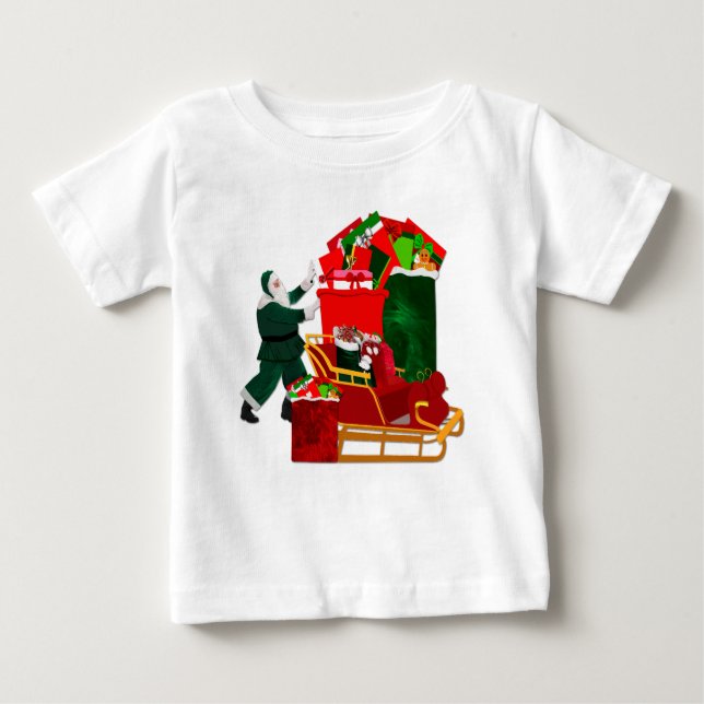 Camiseta Para Bebê Papai noel está embalando sua camisa-da-luxa (Frente)