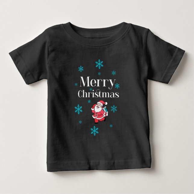 Camiseta Para Bebê Papai Noel Feliz Natal (Frente)