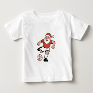 Camiseta Para Bebê Papai Noel jogando futebol Natal Jogador Esporte