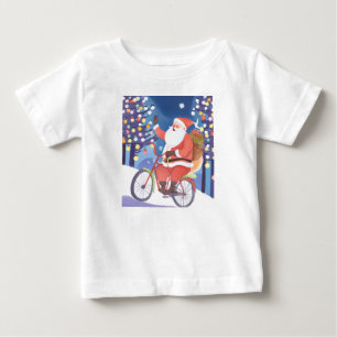 Camiseta Para Bebê Papai Noel motociclista
