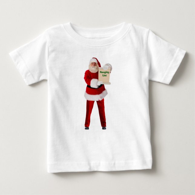 Camiseta Para Bebê Papai noel Naughn List Baby T Shirt (Frente)