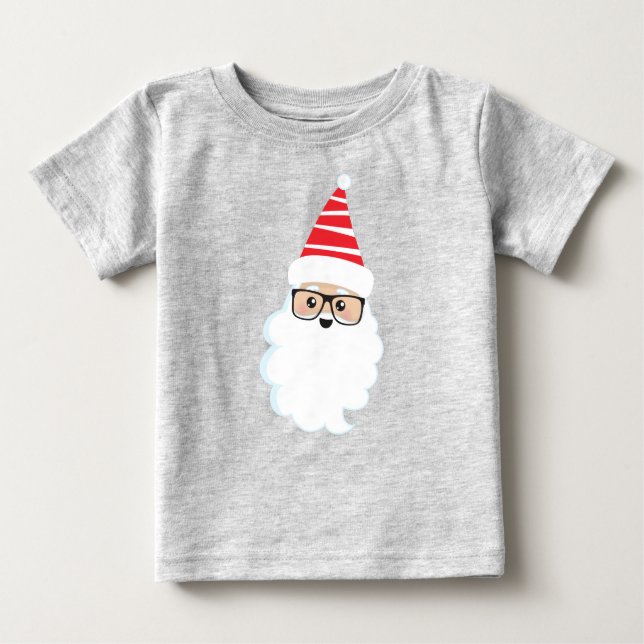 Camiseta Para Bebê Papai Noel, Óculos, Papais noeis Hipsteres, Natal (Frente)
