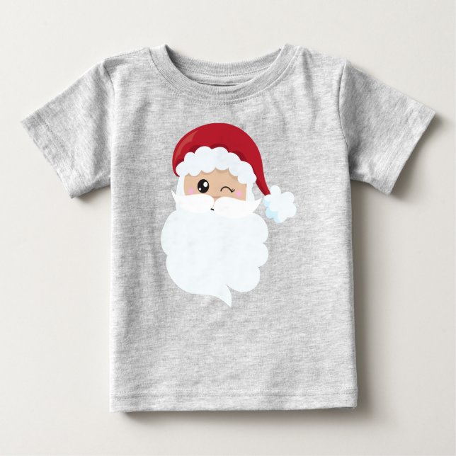 Camiseta Para Bebê Papai Noel, Papais noeis Winking, Papai Noel, Nata (Frente)