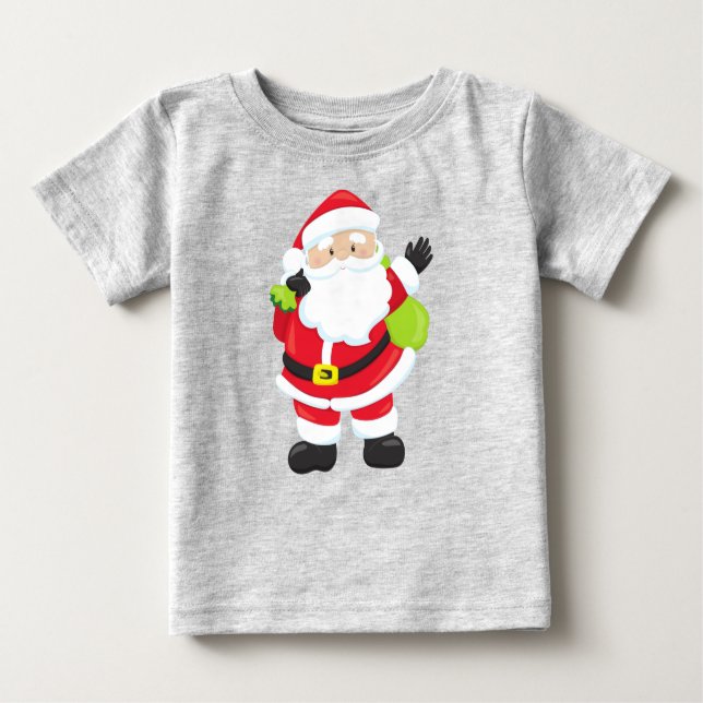 Camiseta Para Bebê Papai Noel, presentes, presentes, Natal, Natal (Frente)