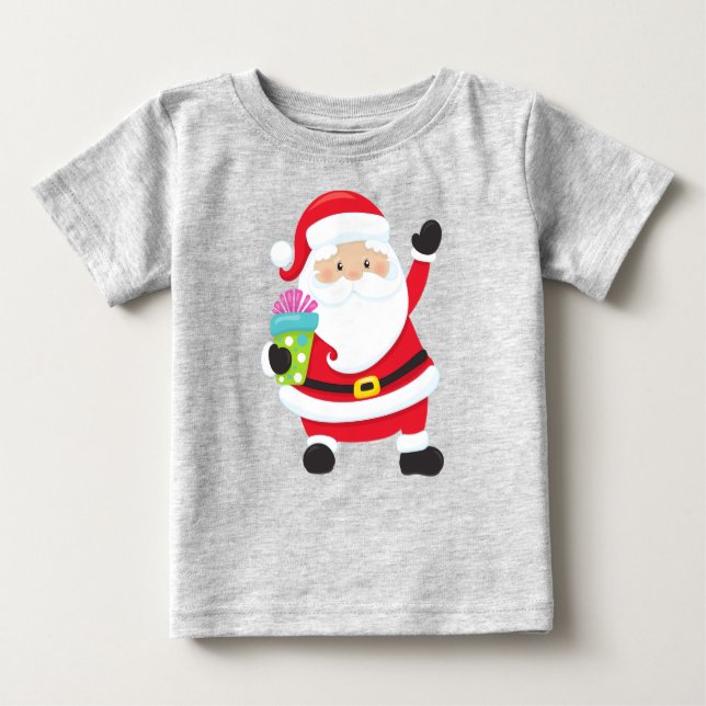 Camiseta Para Bebê Papai Noel, Presentes, Presentes, Presentes, Natal (Frente)