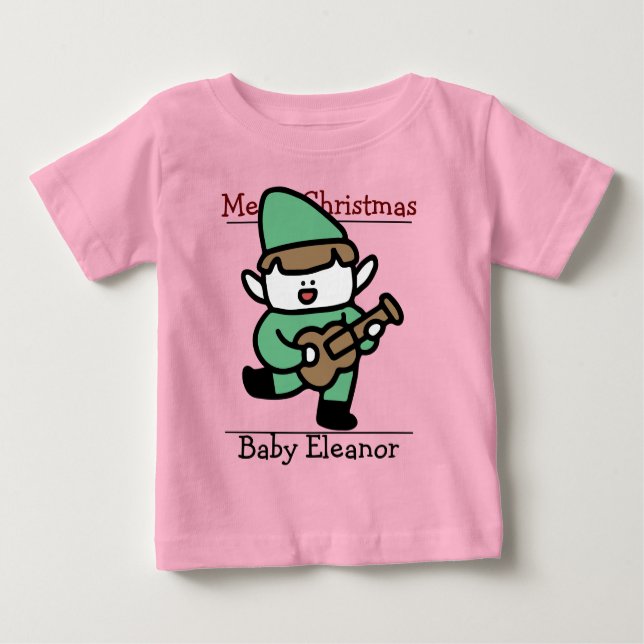 Camiseta Para Bebê papais noeis. bebê primeiro Natal (Frente)