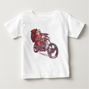 Camiseta Para Bebê Papais noeis Biker Figurino de Natal para Convite 