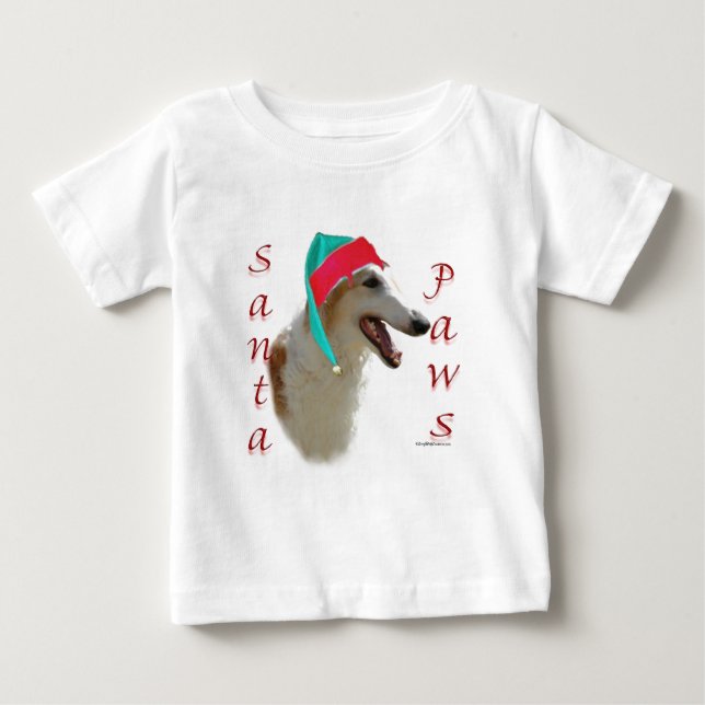 Camiseta Para Bebê Papais noeis Borzoi Paws (Frente)