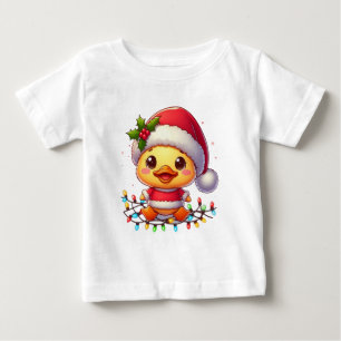 Camiseta Para Bebê Papais noeis de Cartoon de Pato de Natal Bonito-68