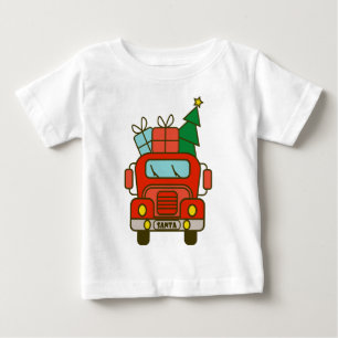 Camiseta Para Bebê Papais noeis de frente de caminhão Feliz Natal