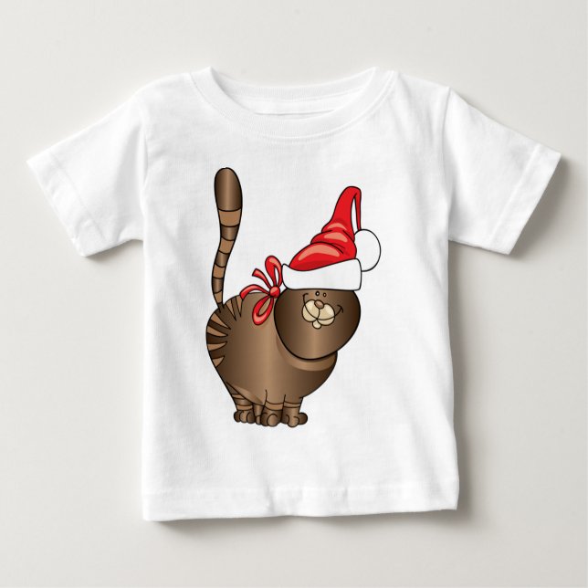 Camiseta Para Bebê papais noeis de gato (Frente)