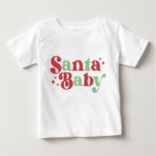 Camiseta Para Bebê Papais noeis de Natal Bebê Cute Moderna Script de 
