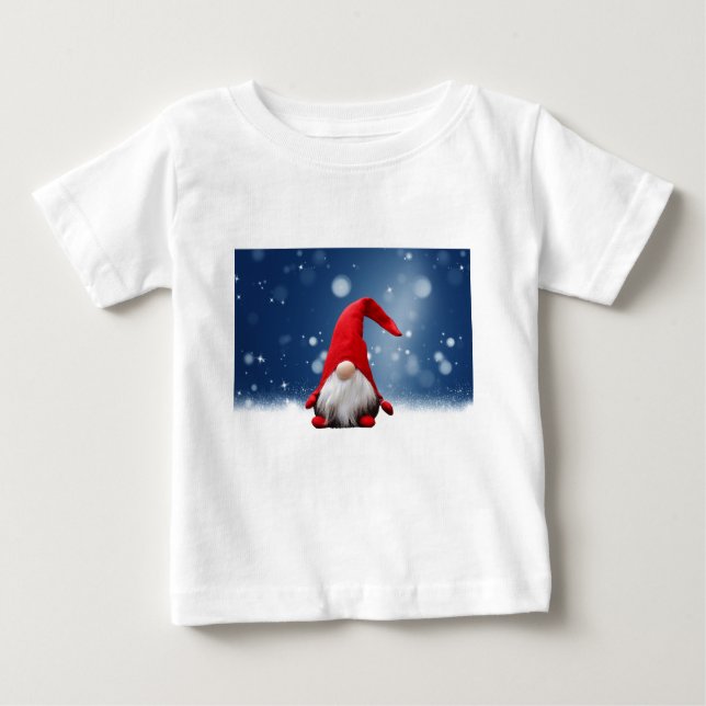 Camiseta Para Bebê Papais noeis de Natal bonitos Neves Estrelas (Frente)
