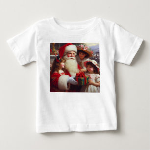 Camiseta Para Bebê Papais noeis de Natal com Crianças 1