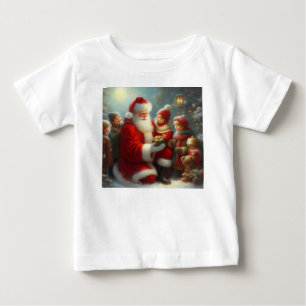 Camiseta Para Bebê Papais noeis de Natal com Crianças 2