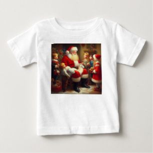Camiseta Para Bebê Papais noeis de Natal com Crianças 3