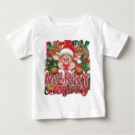 Camiseta Para Bebê Papais noeis de Natal Feliz