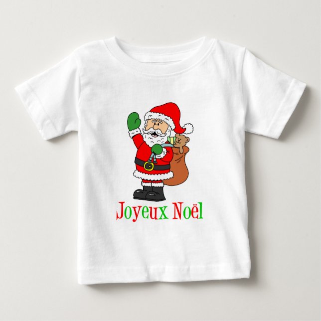 Camiseta Para Bebê Papais noeis de Natal Franceses Joyeux Noel (Frente)