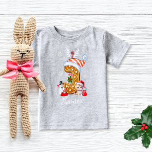 Camiseta Para Bebê Papais noeis de Natal Gingerpão - Letra J Girl