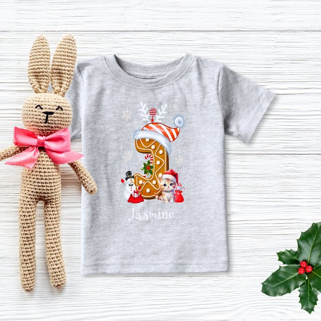 Camiseta Para Bebê Papais noeis de Natal Gingerpão - Letra J Girl (Criador carregado)