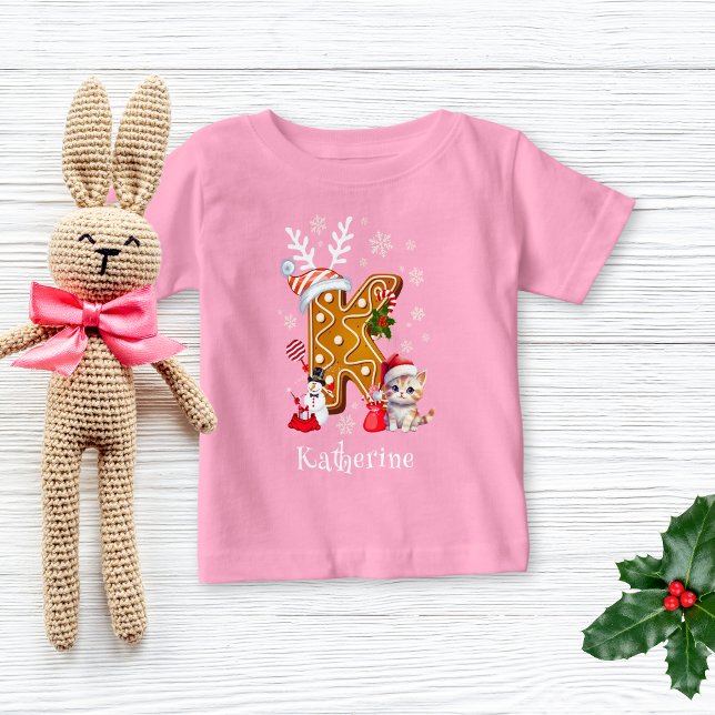 Camiseta Para Bebê Papais noeis de Natal Gingerpão - Letra K Rapariga (Criador carregado)