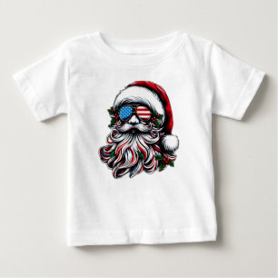 Camiseta Para Bebê Papais noeis de Natal patrióticos/americanos