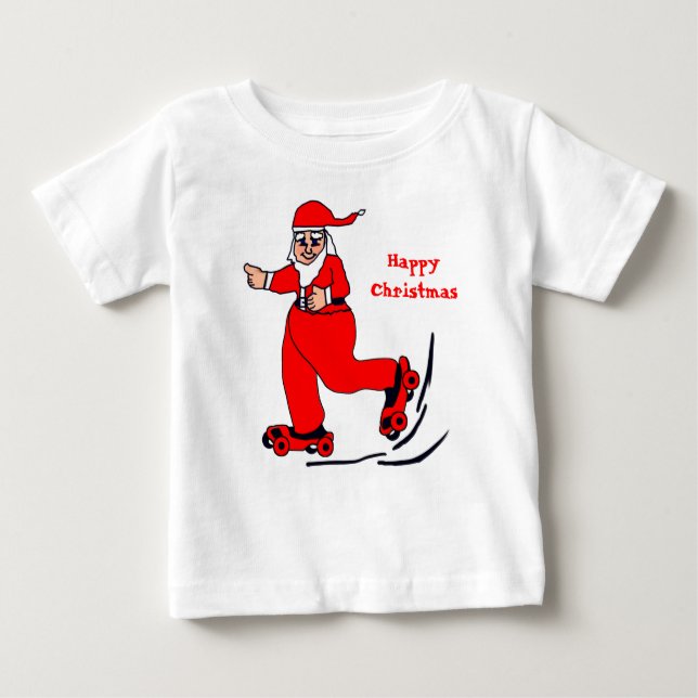 Camiseta Para Bebê Papais noeis de patinação (Frente)