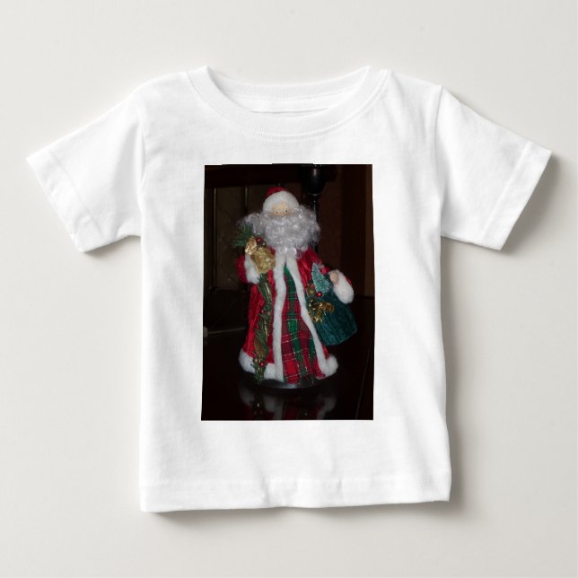 Camiseta Para Bebê Papais noeis de Xadrezes Reais Feliz Natal (Frente)