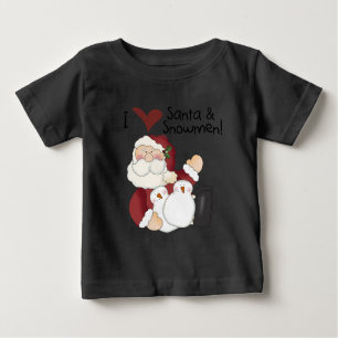 Camiseta Para Bebê Papais noeis e bonitos de neve Férias de Natal