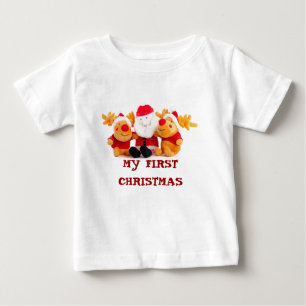Camiseta Para Bebê Papais noeis E Renas