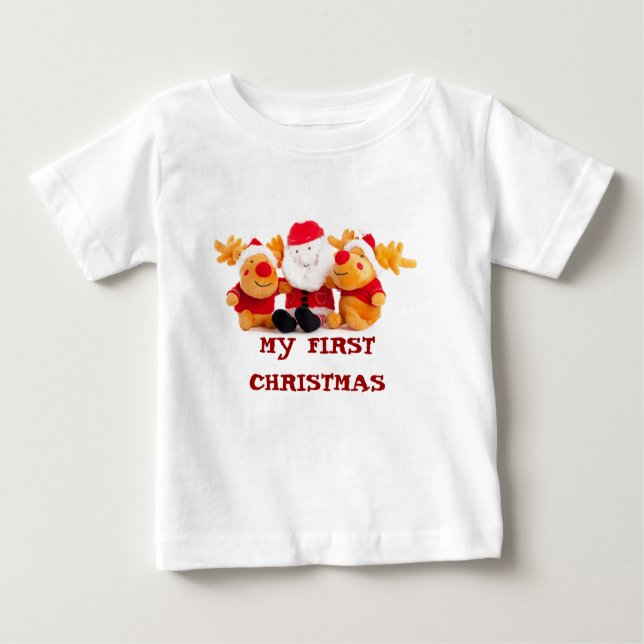 Camiseta Para Bebê Papais noeis E Renas (Frente)