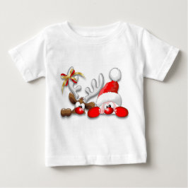 Camiseta Para Bebê Papais noeis engraçados e cartoon de rena