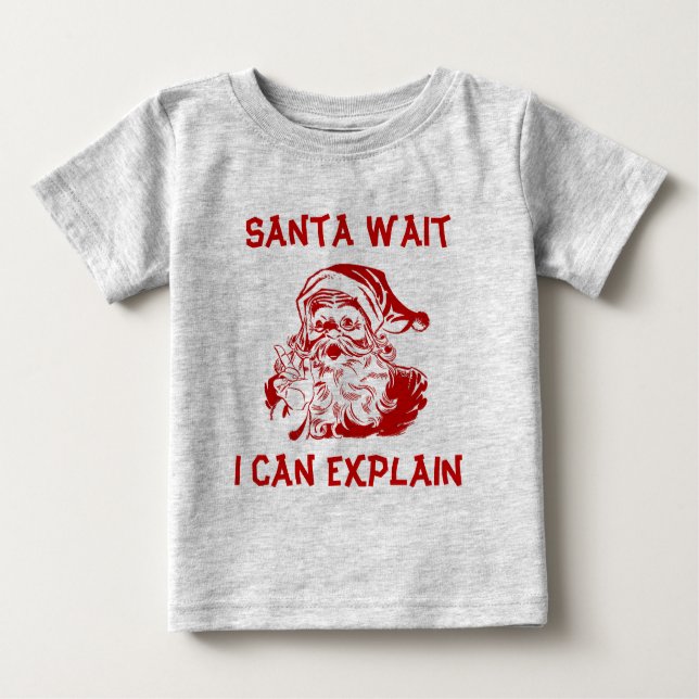 Camiseta Para Bebê Papais noeis esperam eu posso explicar o Natal Eng (Frente)