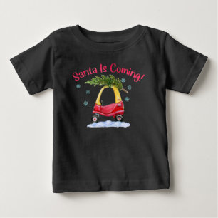 Camiseta Para Bebê Papais noeis Estão Vindo Crianças Árvore De Nat