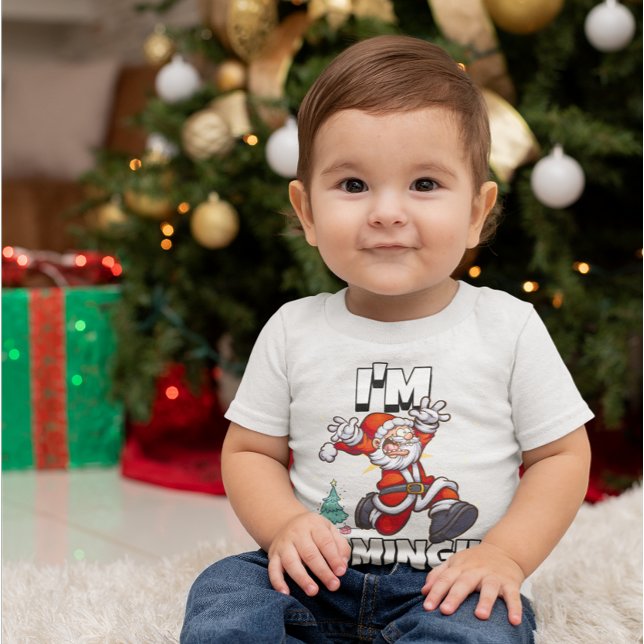 Camiseta Para Bebê Papais noeis Executando Natal Holiday Engraçado Na (Criador carregado)