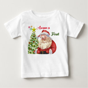 Camiseta Para Bebê Papais noeis Fofos Personalizados Piscando o tema