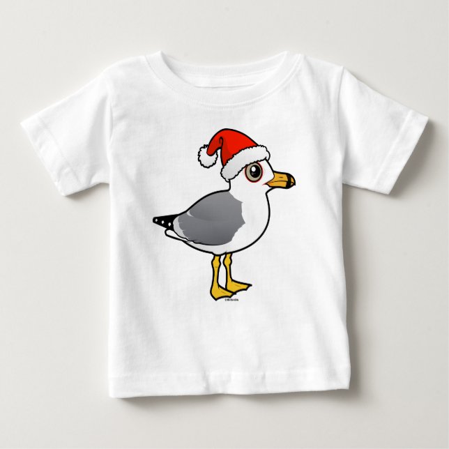 Camiseta Para Bebê Papais noeis Gaivota com anel (Frente)