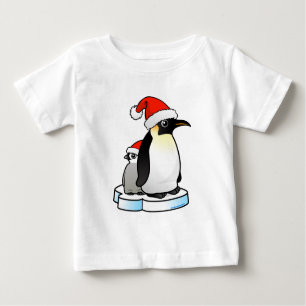 Camiseta Para Bebê Papais noeis Imperador Pinguim