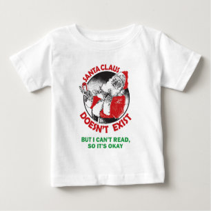 Camiseta Para Bebê Papais noeis não existem, mas não consigo ler, ent