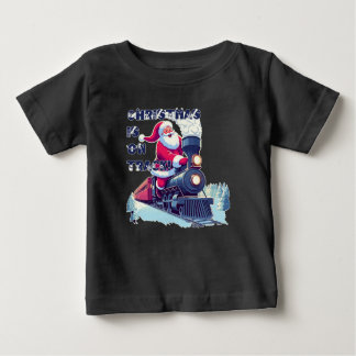 Camiseta Para Bebê Papais noeis num comboio