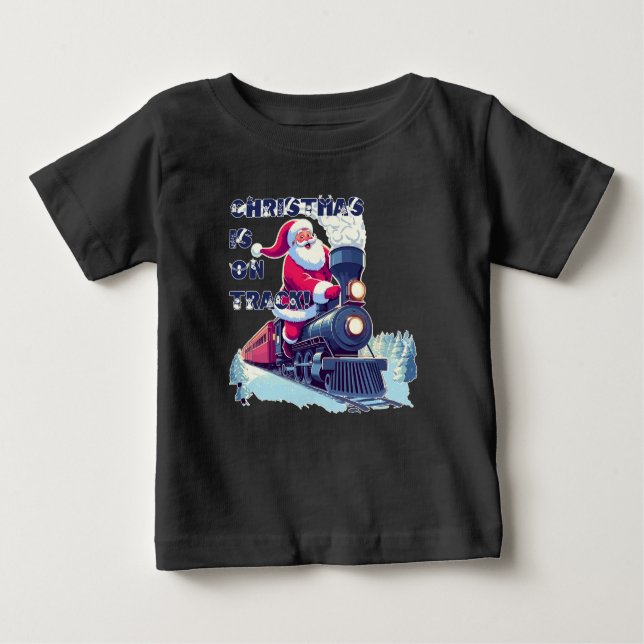 Camiseta Para Bebê Papais noeis num comboio (Frente)