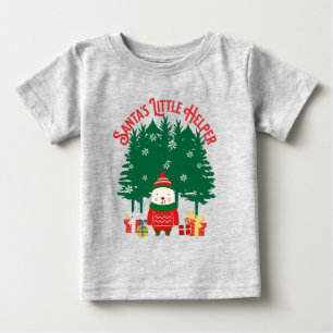 Camiseta Para Bebê Papais noeis Pequeno Auxiliar Natal