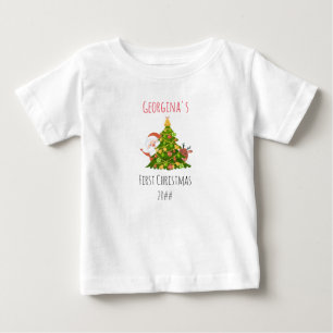 Camiseta Para Bebê Papais noeis Personalizados da Árvore de Natal Ba